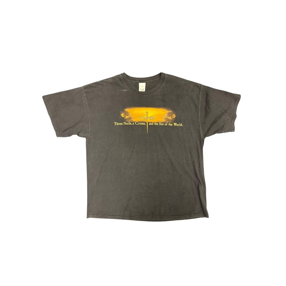 Unbranded Christian Graphic Tee Mens XXL Black Good Three Nails Cross Savior